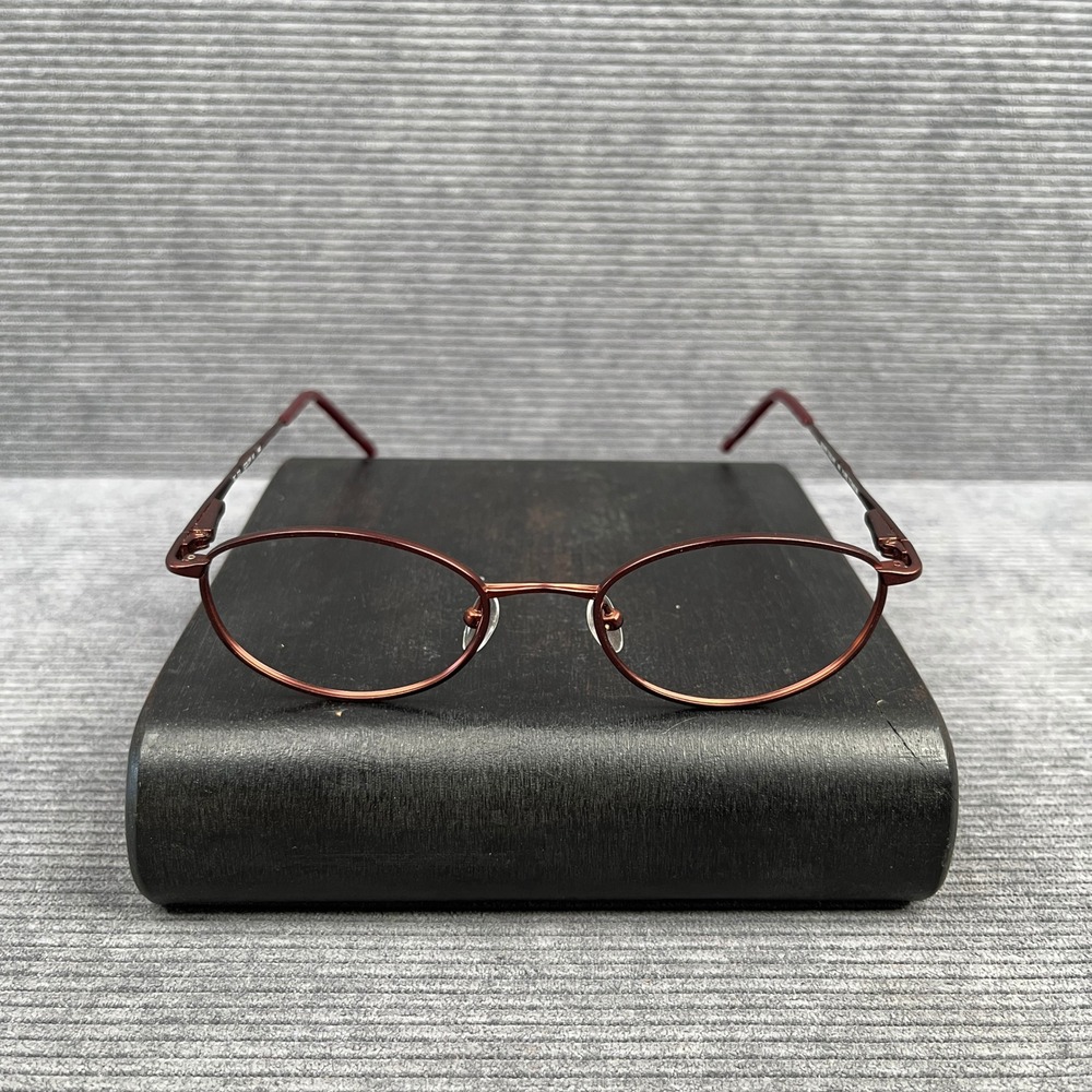 Silver Dollar TC 773 Pure Titanium Oval Eyeglasses Burgundy Color Y2k Vtg 140mm